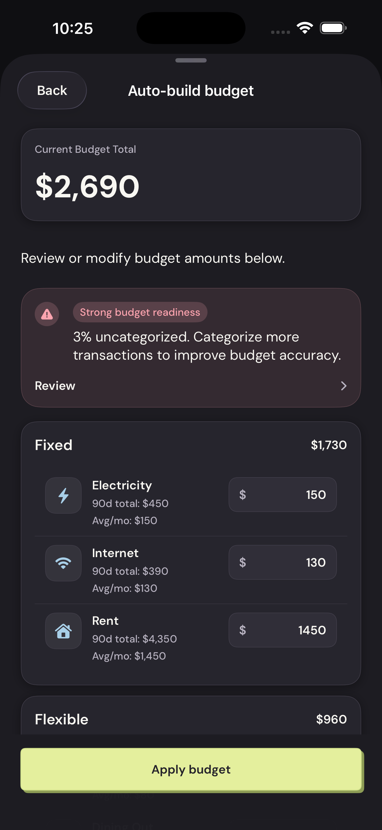 Vylo for iPhone: Review the amounts. The relevant control is outlined.