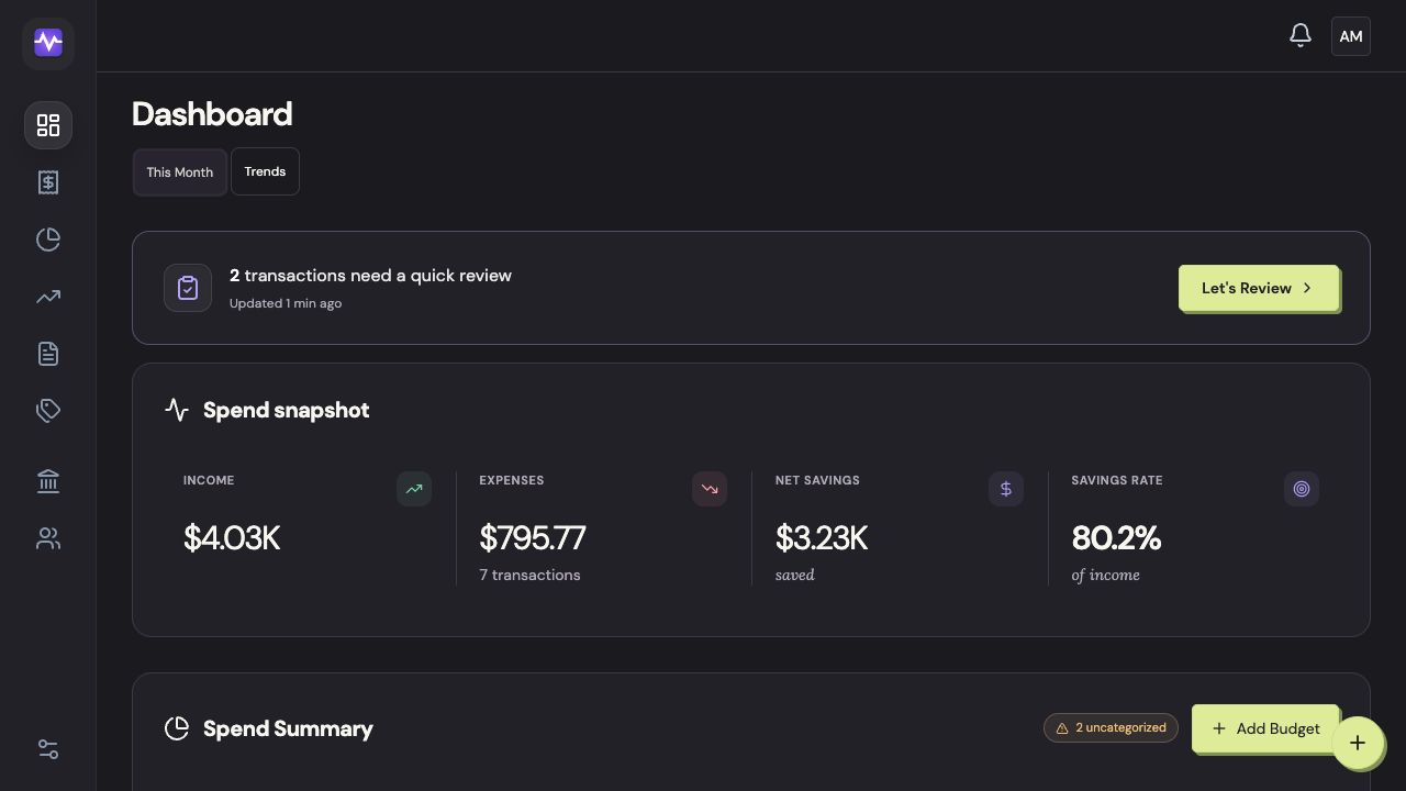 Vylo on the web: Open Income from Dashboard. The relevant area is outlined.