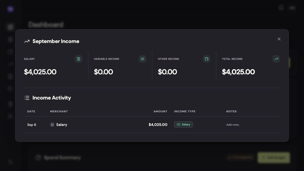 Vylo on the web: Check Income activity. The relevant area is outlined.